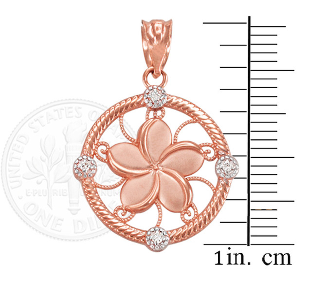 Rose Gold Hawaiian Plumeria Diamond Pendant Necklace