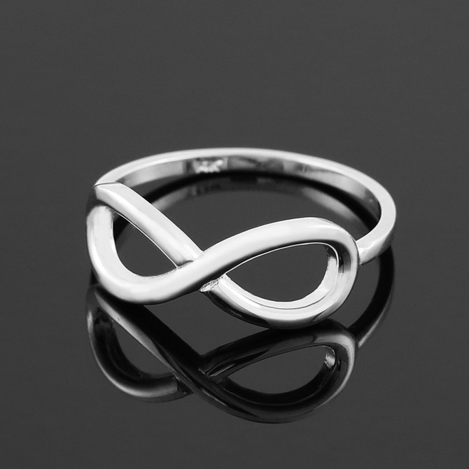 Polished White Gold Infinity Ring