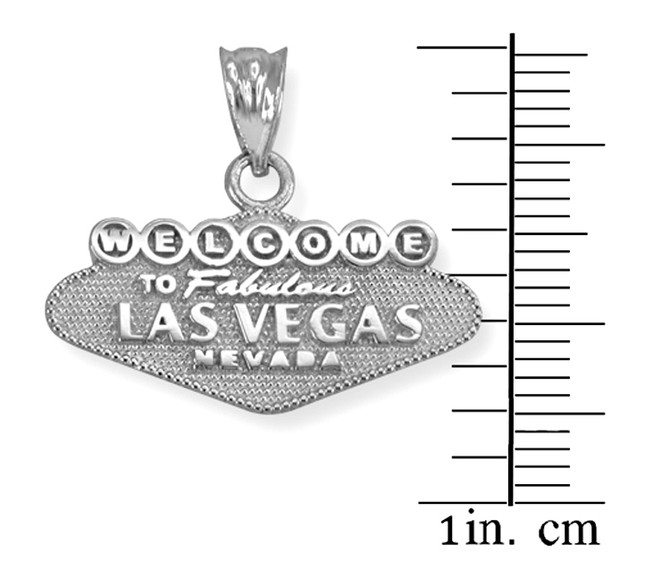 White Gold Welcome to Las Vegas Pendant Necklace
