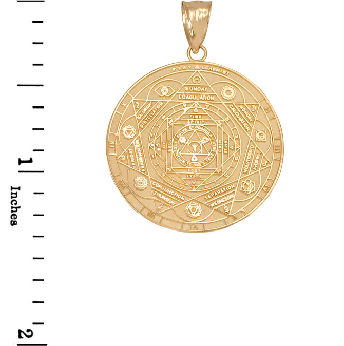Gold 7 Chakra Calendar Yoga Medallion Necklace