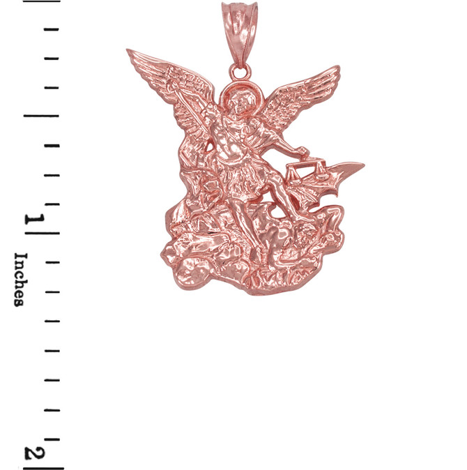 Saint Michael Rose Gold Pendant Necklace