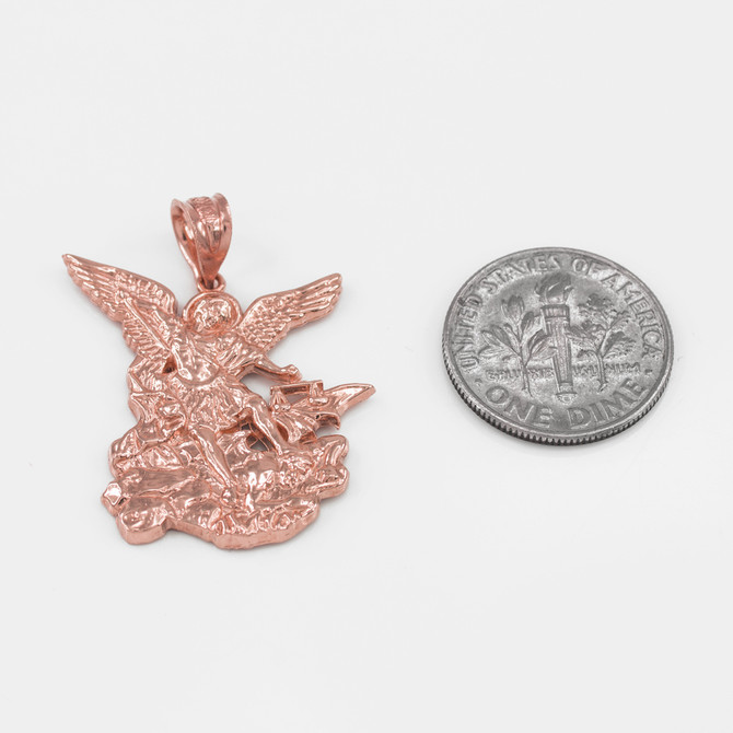 Saint Michael Rose Gold Pendant Necklace