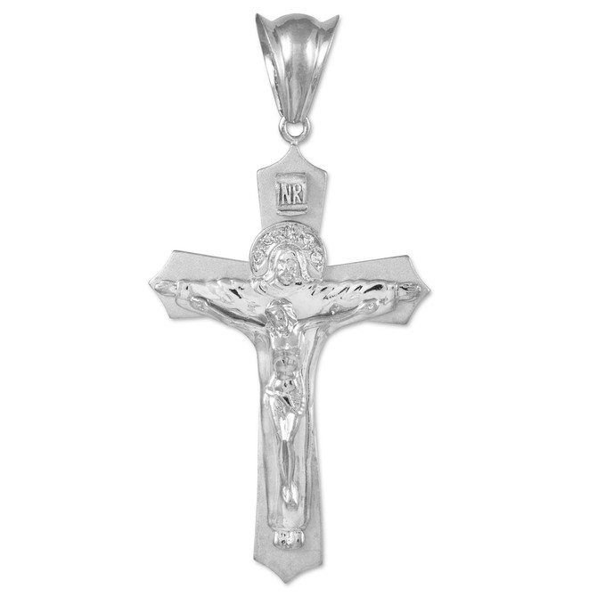 White  Gold Holy Trinity Crucifix Pendant