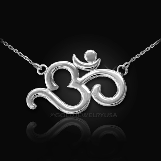 White Gold (aum) Om Necklace