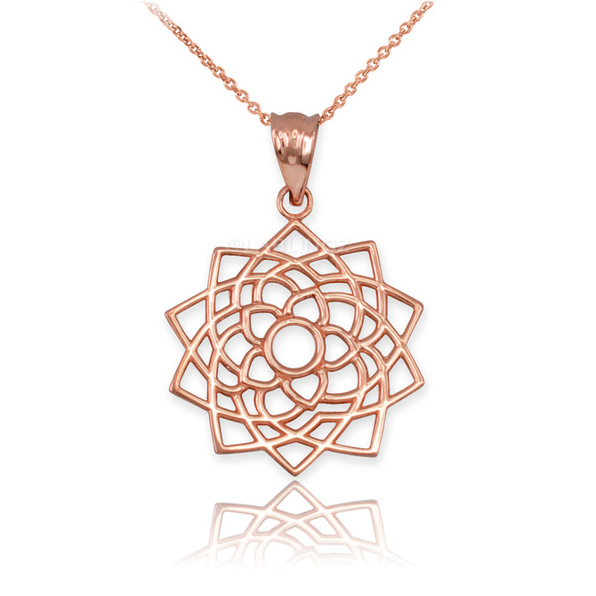 Rose Gold Sahasrara Lotus Unity Chakra Open Yoga Pendant Necklace