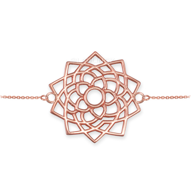 14K Rose Gold Sahasrara Lotus Unity Chakra Open Yoga Bracelet