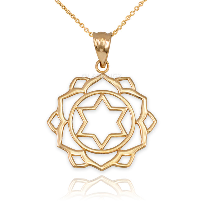Gold Anahata Love Chakra Yoga Pendant Necklace