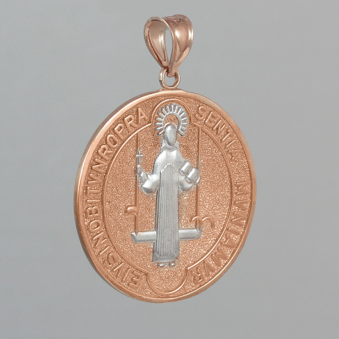 Two-Tone Rose Gold St. Benedict Medallion Pendant