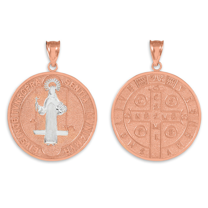 Two-Tone Rose Gold St. Benedict Medallion Pendant