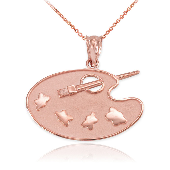 Rose Gold Painter Art Palette Pendant Necklace
