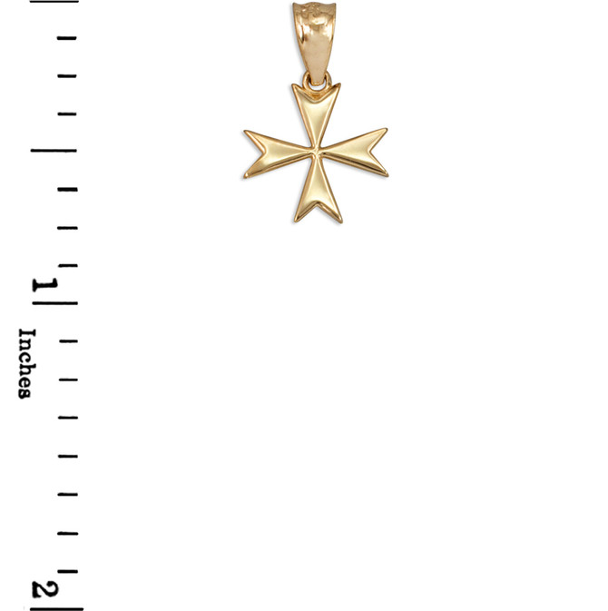 Gold Tiny Maltese Cross Womens Charm Necklace