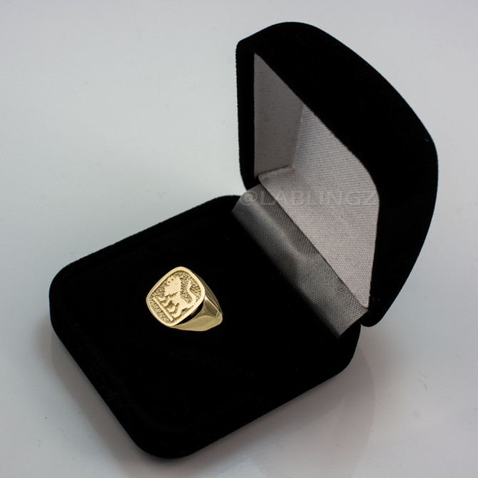 Yellow Gold Leo Mens Zodiac Ring