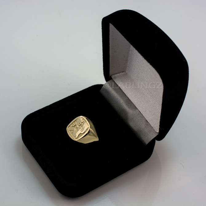 Yellow Gold Virgo Mens Zodiac Ring