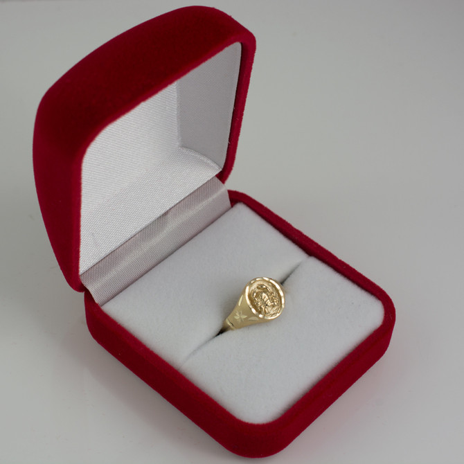 Yellow Gold Cancer Satin DC Band Ladies Zodiac Ring