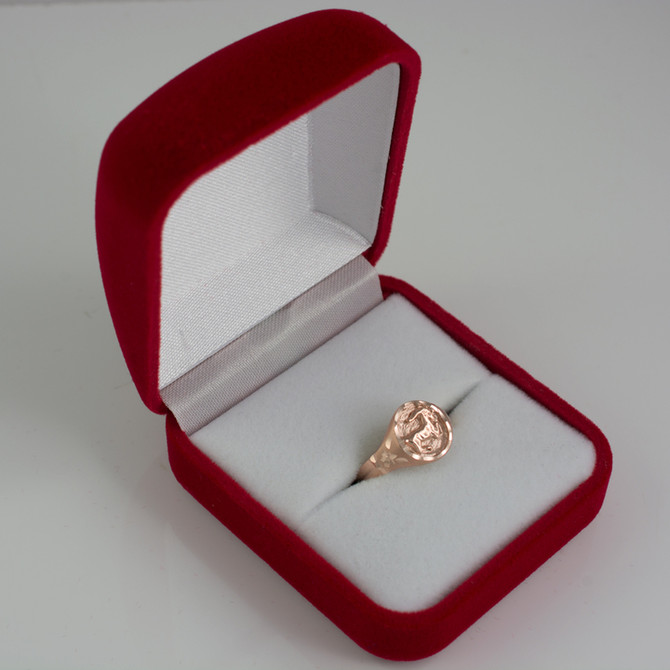 Rose Gold Capricorn Satin DC Band Ladies Zodiac Ring