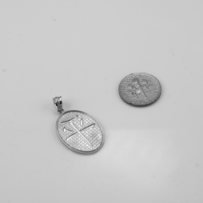White Gold Chinese "Peace" Symbol Pendant Necklace