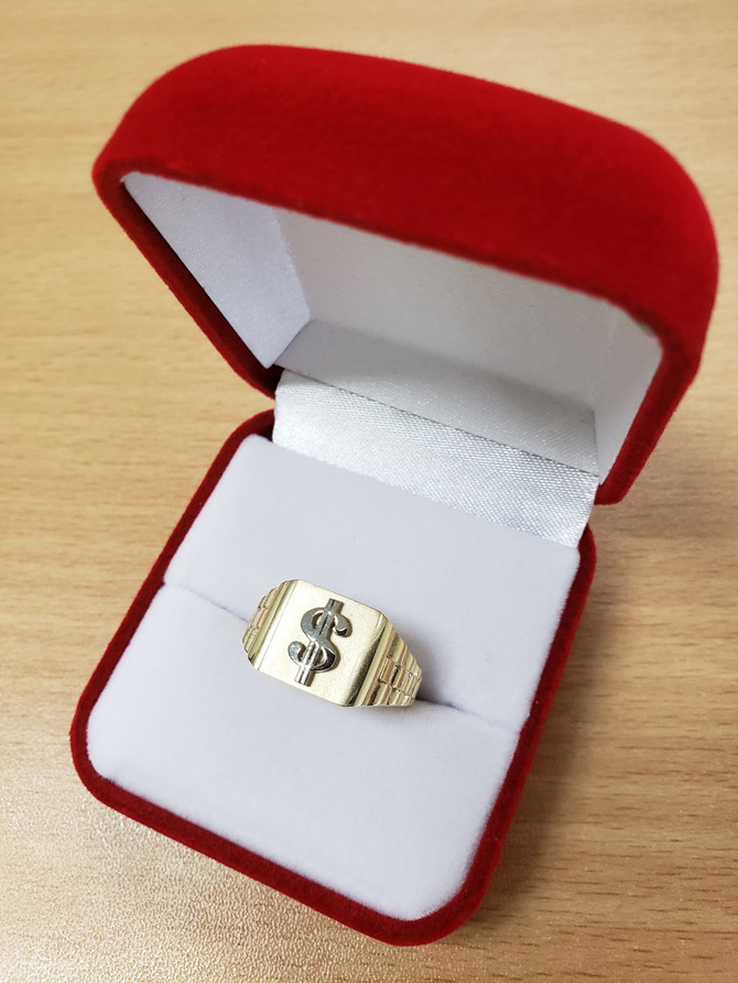 Gold Dollar Sign Mens Ring