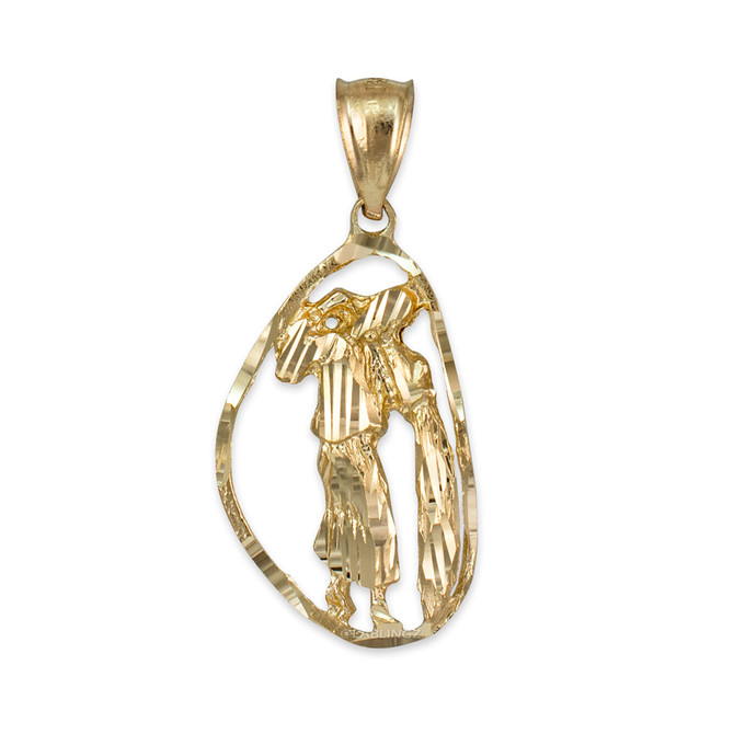 Gold Aquarius Zodiac Sign DC Pendant Necklace