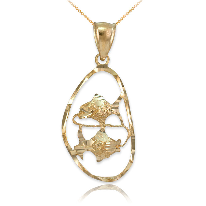 Gold Pisces Zodiac Sign DC Pendant Necklace
