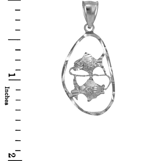 White Gold Pisces Zodiac Sign DC Pendant Necklace