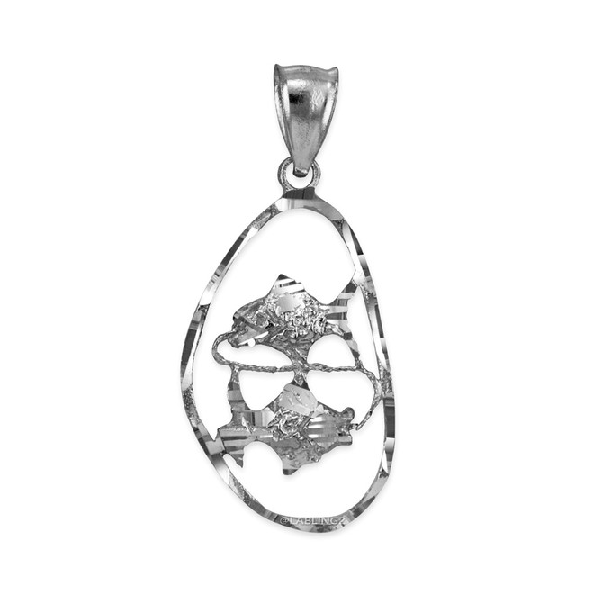 White Gold Pisces Zodiac Sign DC Pendant Necklace