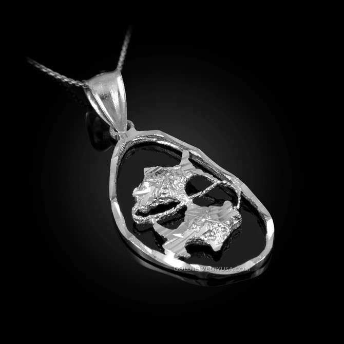 White Gold Pisces Zodiac Sign DC Pendant Necklace