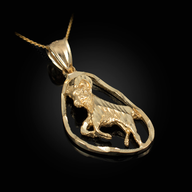 Gold Aries Zodiac Sign DC Pendant Necklace