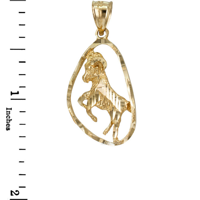 Gold Aries Zodiac Sign DC Pendant Necklace