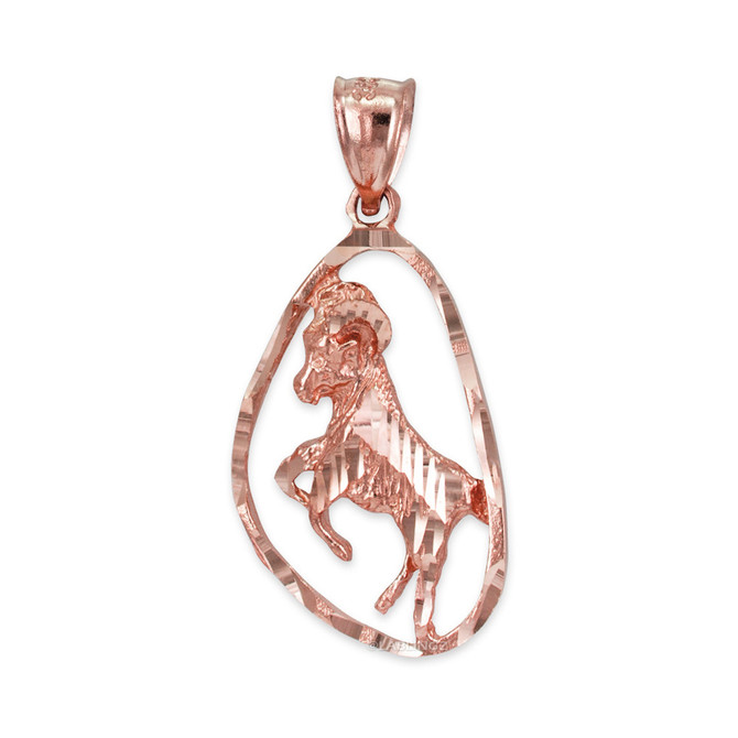 Rose Gold Aries Zodiac Sign DC Pendant Necklace