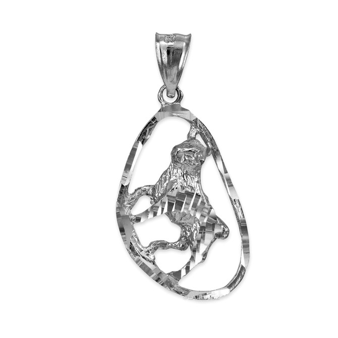 White Gold Taurus Zodiac Sign DC Pendant Necklace