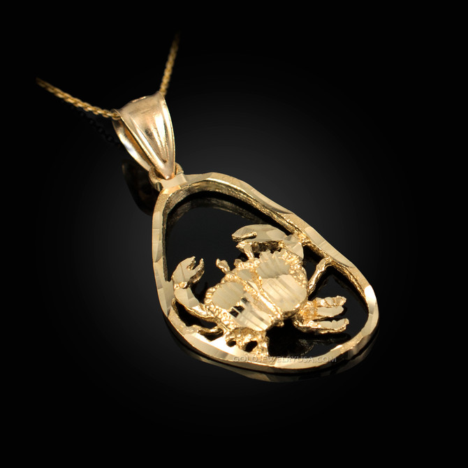 Gold Cancer Zodiac Sign DC Pendant Necklace