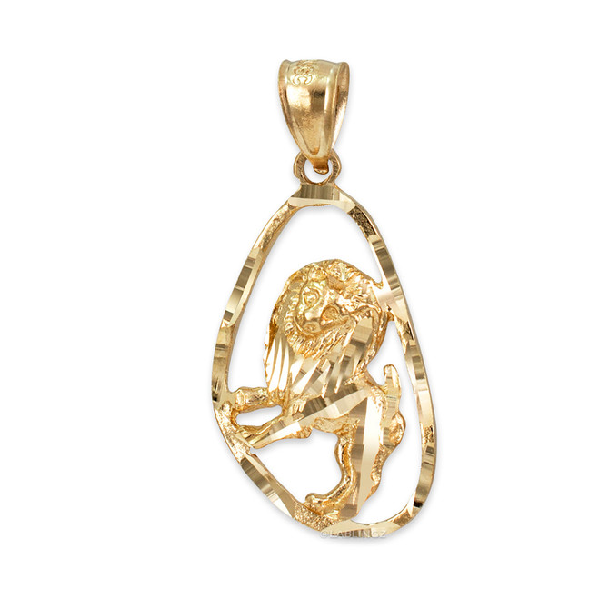 Gold Leo Zodiac Sign DC Pendant Necklace