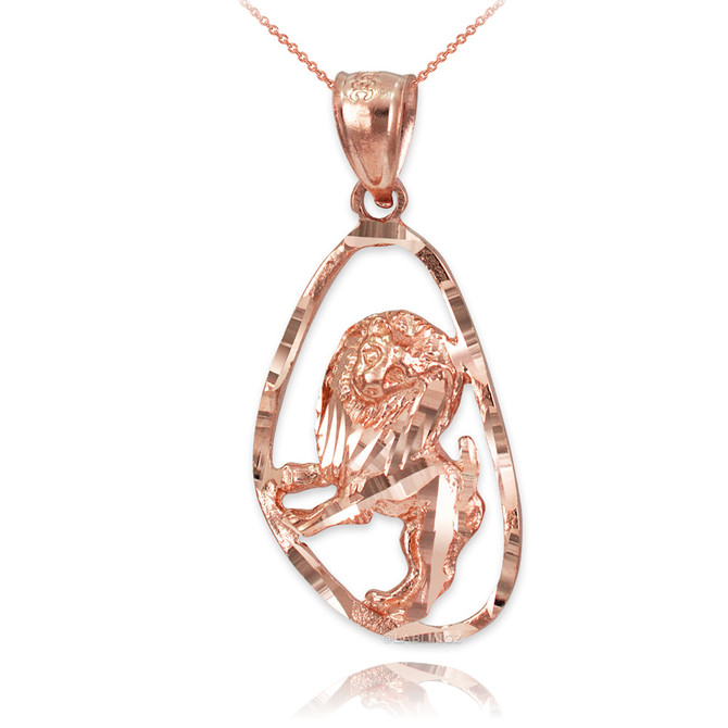 Rose Gold Leo Zodiac Sign DC Pendant Necklace