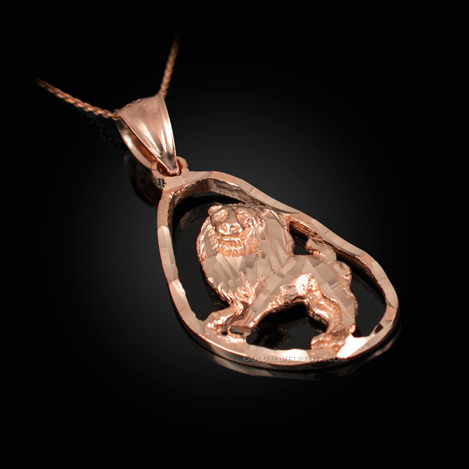 Rose Gold Leo Zodiac Sign DC Pendant Necklace