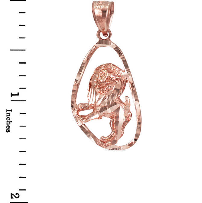 Rose Gold Leo Zodiac Sign DC Pendant Necklace