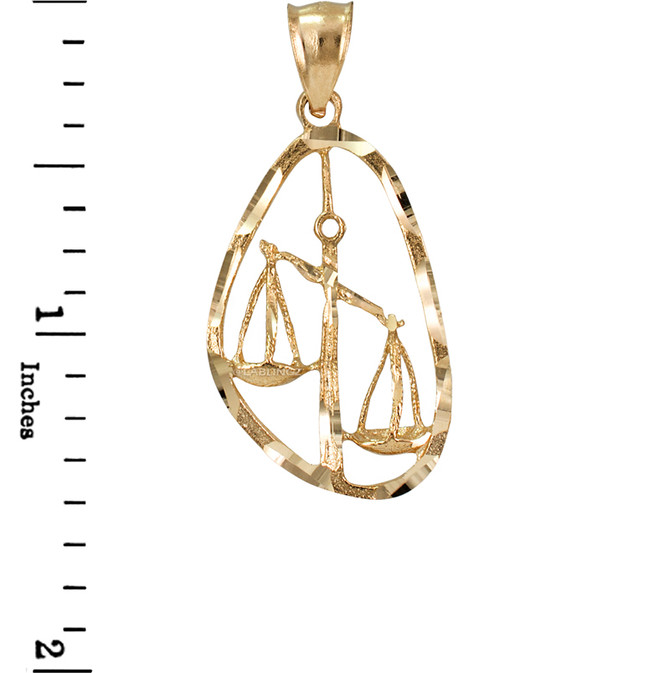 Gold Libra Zodiac Sign DC Pendant Necklace
