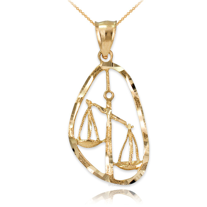 Gold Libra Zodiac Sign DC Pendant Necklace