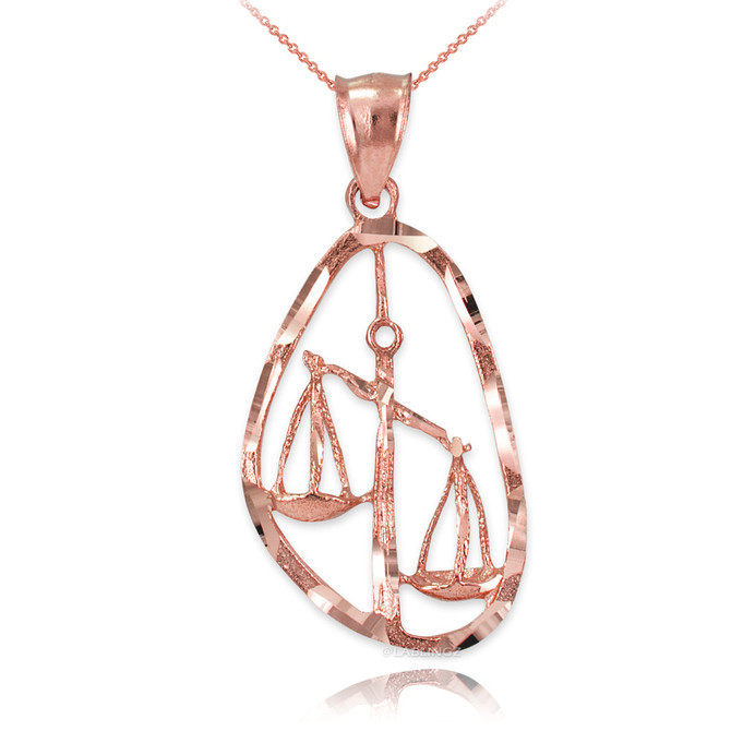Rose Gold Libra Zodiac Sign DC Pendant Necklace