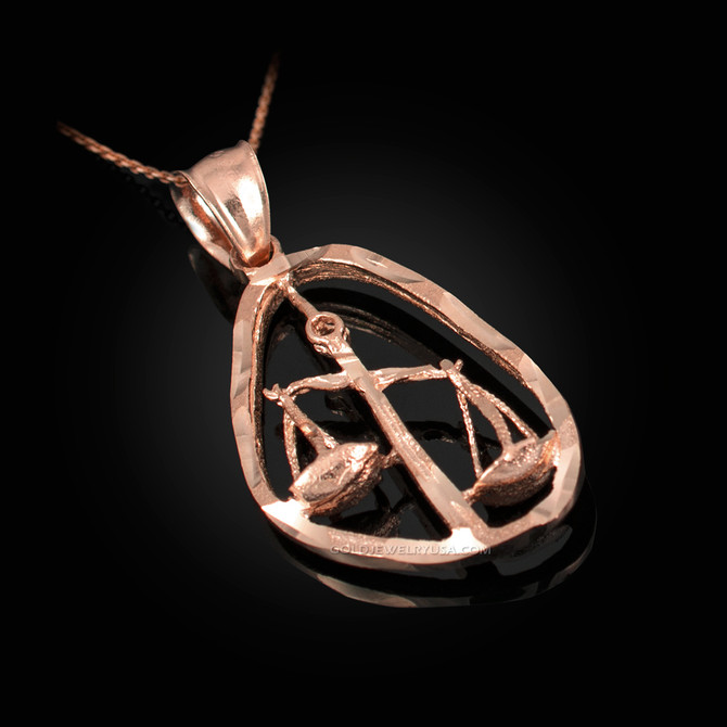 Rose Gold Libra Zodiac Sign DC Pendant Necklace