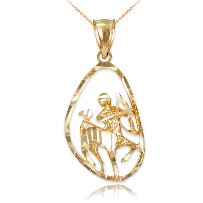 Gold Sagittarius Zodiac Sign DC Pendant Necklace