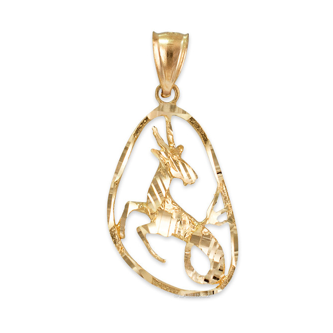 Gold Capricorn Zodiac Sign DC Pendant Necklace