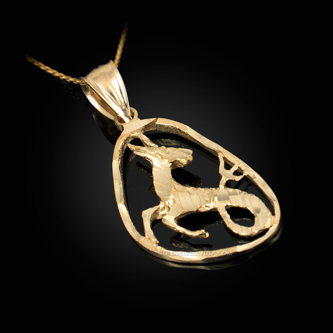Gold Capricorn Zodiac Sign DC Pendant Necklace
