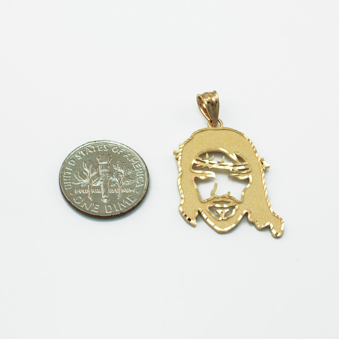 Yellow Gold  Jesus Face DC Charm Necklace
