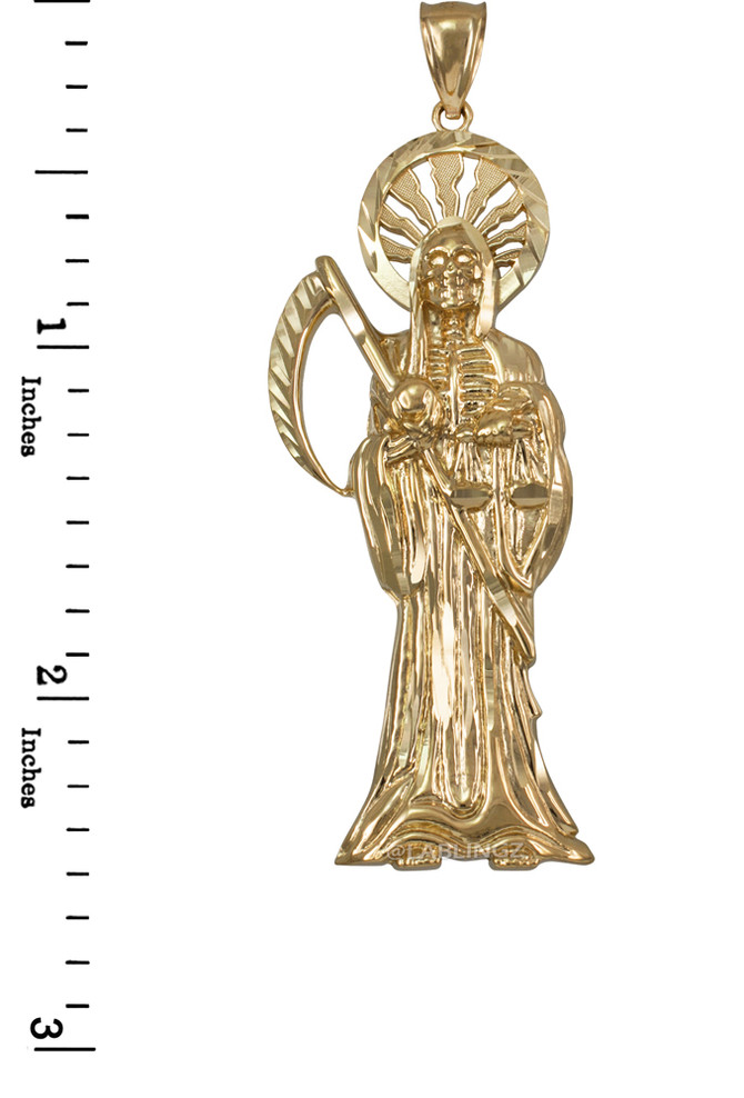Yellow Gold Santa Muerte DC Pendant