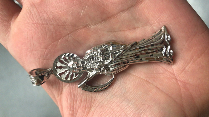 White Gold Santa Muerte DC Pendant