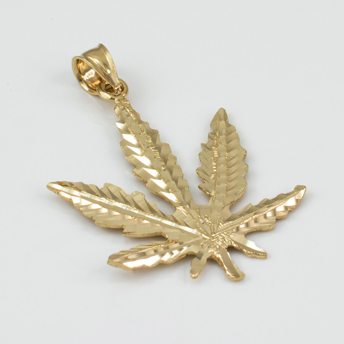 Yellow Gold Marijuana Weed DC Pendant