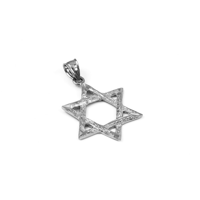 White Gold Jewish Star of David DC Pendant