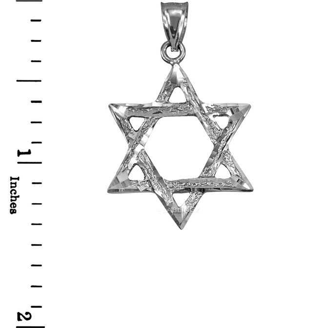 White Gold Jewish Star of David DC Pendant