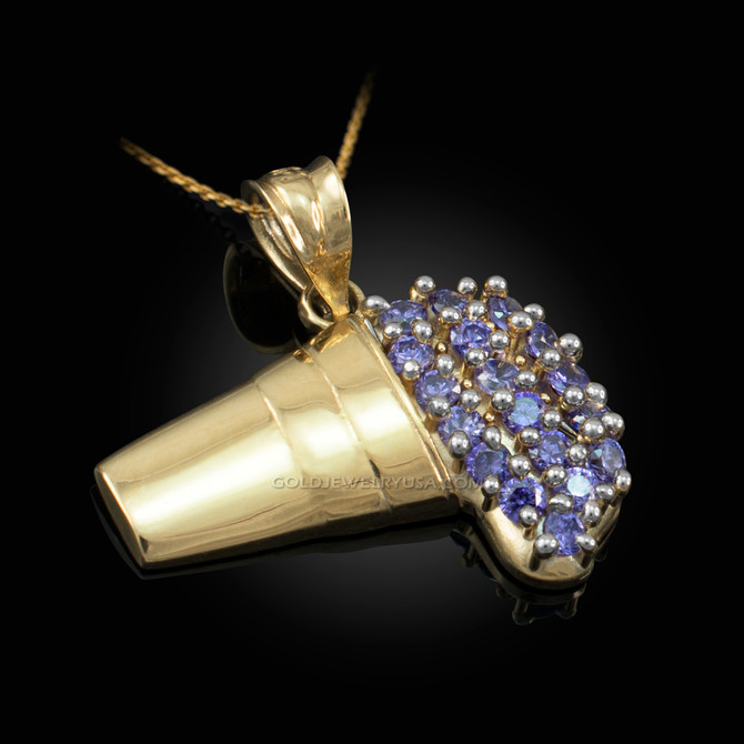 Polished Gold Lean Purple Drank CZ Pendant Necklace