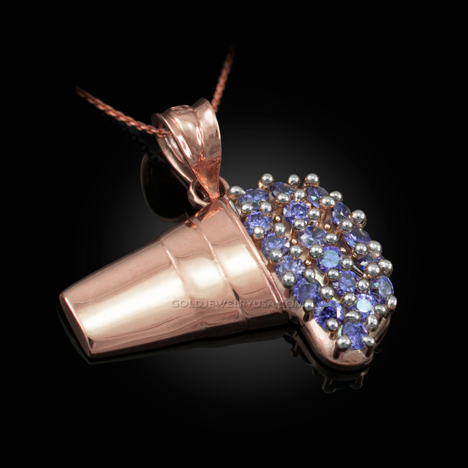 Polished Rose Gold Lean Purple Drank CZ Pendant Necklace